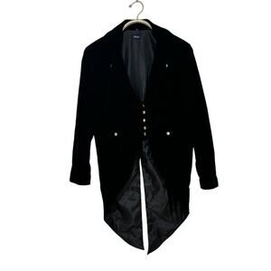 Klassich Black & Red Velvet TailCoat Jacket Steampunk Gothic Costume L